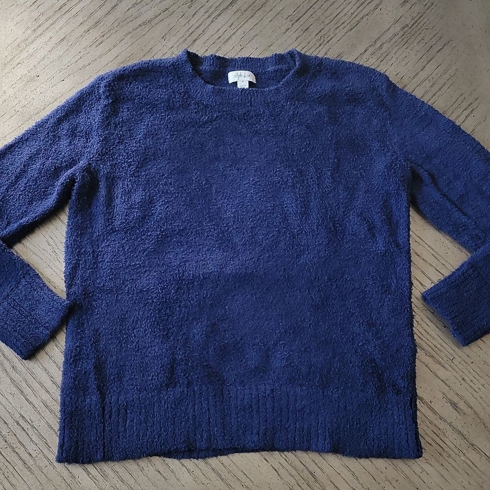 Style & Co cozy fuzzy navy sweater size M